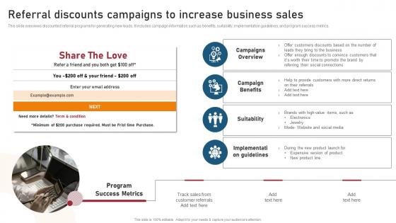 Referral Discounts Campaigns To Increase Techniques For Generating Brand Awareness Pictures Pdf