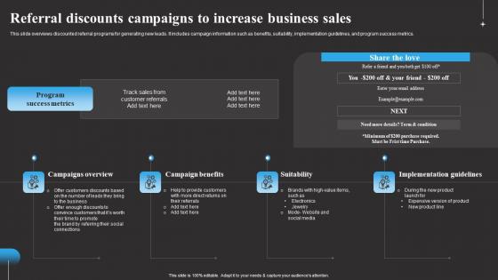 Referral Discounts Campaigns To Increase Tracking Word Mouth Marketing Brochure PDF