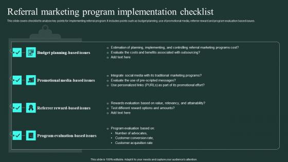 Referral Marketing Program Implementation Checklist Word Of Mouth Marketing Template Pdf