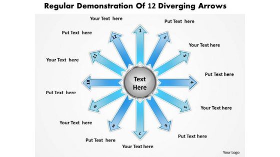 Regular Demonstration Of 12 Diverging Arrows Ppt Circular Layout Diagram PowerPoint Templates