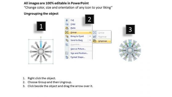 Regular Demonstration Of 12 Diverging Arrows Ppt Circular Process PowerPoint Slides
