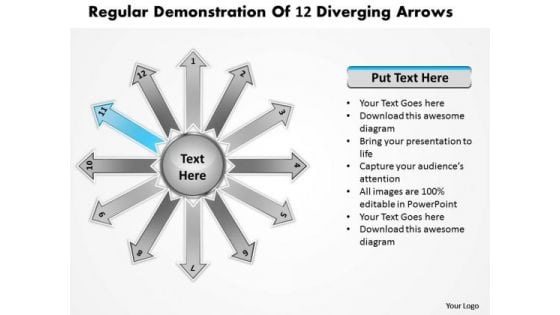 Regular Demonstration Of 12 Diverging Arrows Ppt Cycle Layout Diagram PowerPoint Templates