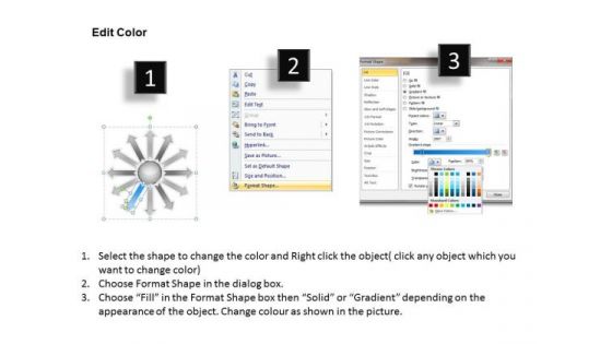 Regular Demonstration Of 12 Diverging Arrows Target Process PowerPoint Templates