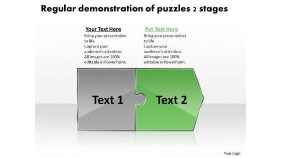 Regular Demonstration Of Puzzles 2 Stages Flow Diagram Slides PowerPoint Templates