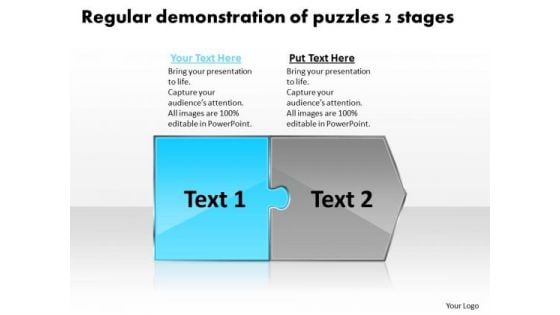 Regular Demonstration Of Puzzles 2 Stages Flow Process Charts PowerPoint Slides