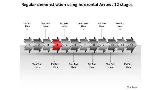 Regular Demonstration Using Horizontal Arrows 12 Stages Flow Chart System PowerPoint Slides Regular Demonstration Using Horizontal Arrows 12 Stages Flow Chart System PowerPoint Slides