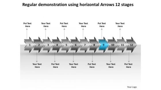 Regular Demonstration Using Horizontal Arrows 12 Stages Flowchart Application PowerPoint Slides Regular Demonstration Using Horizontal Arrows 12 Stages Flowchart Application PowerPoint Slides