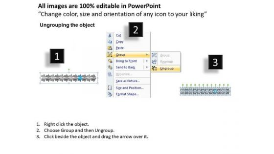 Regular Demonstration Using Horizontal Arrows 12 Stages Flowchart Application PowerPoint Slides
