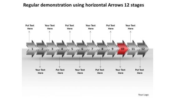 Regular Demonstration Using Horizontal Arrows 12 Stages Flowchart For Process PowerPoint Templates Regular Demonstration Using Horizontal Arrows 12 Stages Flowchart For Process PowerPoint Templates