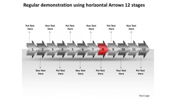 Regular Demonstration Using Horizontal Arrows 12 Stages Planning Flow Chart PowerPoint Slides Regular Demonstration Using Horizontal Arrows 12 Stages Planning Flow Chart PowerPoint Slides