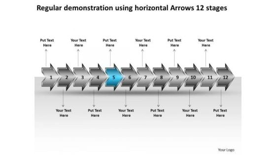 Regular Demonstration Using Horizontal Arrows 12 Stages Prototyping Business PowerPoint Slides