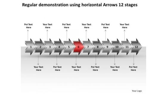 Regular Demonstration Using Horizontal Arrows 12 Stages Visio Office PowerPoint Slides Regular Demonstration Using Horizontal Arrows 12 Stages Visio Office PowerPoint Slides