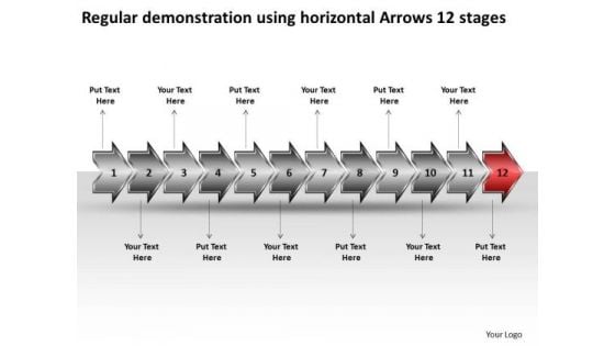 Regular Demonstration Using Horizontal Arrows 12 Stages Visio Office PowerPoint Templates Regular Demonstration Using Horizontal Arrows 12 Stages Visio Office PowerPoint Templates