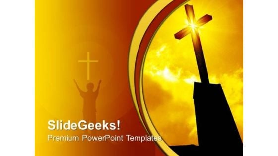 Religious Cross Sunrise Sunset PowerPoint Templates And PowerPoint Themes 0712