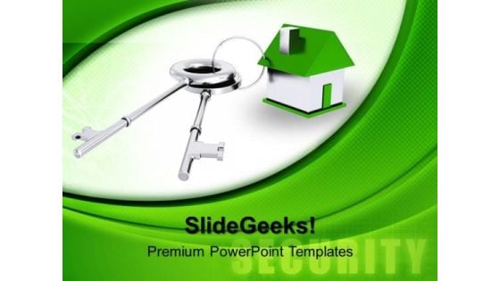 Render Of Green House Connected With Keys Sale PowerPoint Templates And PowerPoint Themes 1012