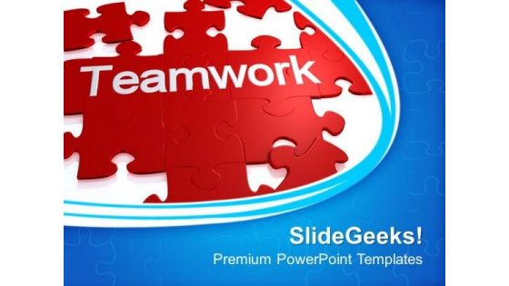 Rendering Of A Forming Puzzle With Word Teamwork PowerPoint Templates And PowerPoint Themes 1012