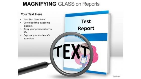 Reports Magnifying Glass On Report PowerPoint Slides And Ppt Diagram Templates