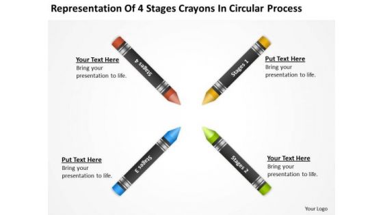 Representation Of 4 Stages Crayons In Circular Process Ppt Planning Business PowerPoint Slides