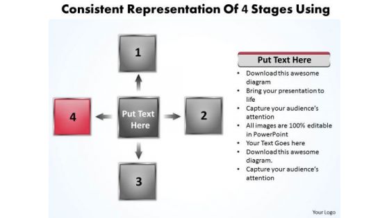 Representation Of 4 Stages Using Relative Circular Arrow Process PowerPoint Slides