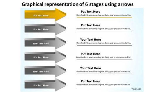 Representation Of 6 Stages Using Arrows Business Plan PowerPoint Templates