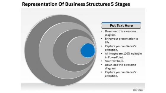 Representation Of Business Structures 5 Stages Model Plans PowerPoint Templates