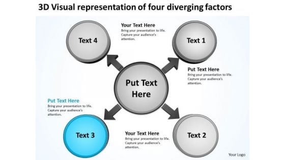 Representation Of Four Diverging Factors Circular Flow Motion Diagram PowerPoint Templates