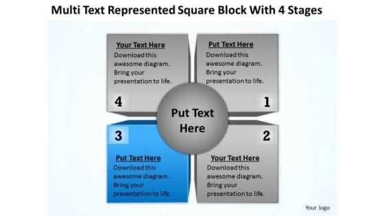 Represented Square Block With 4 Stages Ppt Marketing Business Plan Outline PowerPoint Slides