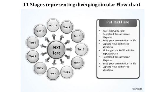 Representing Diverging Circular Flow Chart Relative Cycle Arrow Diagram PowerPoint Slides