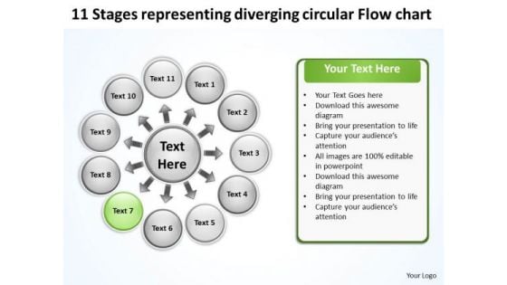 Representing Diverging Circular Flow Chart Relative Cycle Arrow Diagram PowerPoint Templates