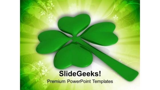 Republic Of Ireland Lucky Clover Leaf PowerPoint Templates Ppt Backgrounds For Slides 0313
