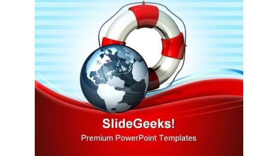 Rescue Icon World Globe PowerPoint Templates And PowerPoint Backgrounds 0811
