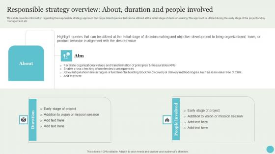 Responsible Strategy Overview About Duration And Crafting A Sustainable Company Template Pdf