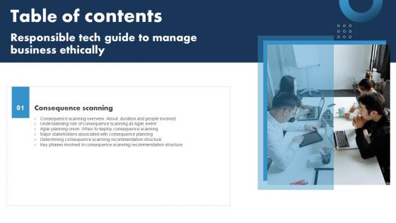 Responsible Tech Guide To Manage Business Ethically Table Of Contents Designs Pdf