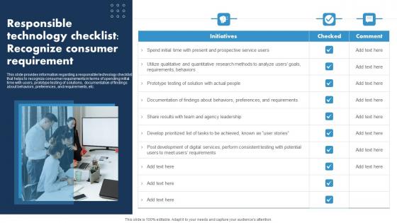 Responsible Technology Checklist Recognize Responsible Tech Guide To Manage Guidelines Pdf