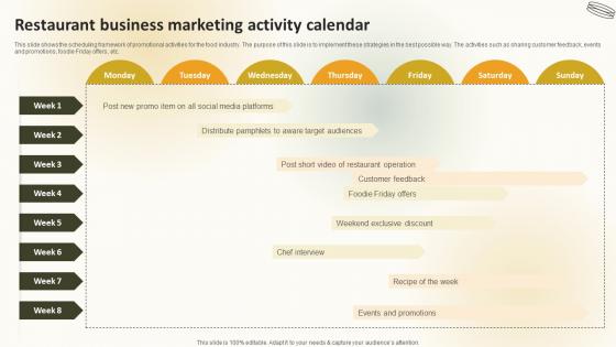 Restaurant Business Marketing Activity Calendar Create An Effective Restaurant