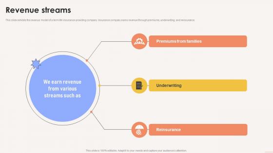 Revenue Streams Term Life Insurance Platform Investor Funding Elevator Pitch Deck Revenue Streams Term Life Insurance Platform Investor Funding Elevator Pitch Deck