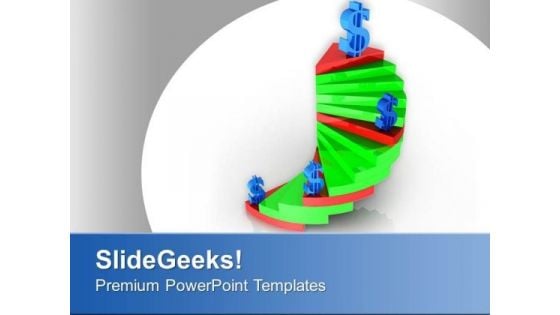 Rising Growth Graph In Spiral Pie Chart PowerPoint Templates Ppt Backgrounds For Slides 0313