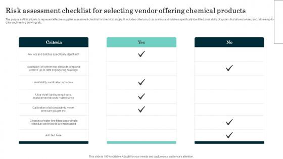 Risk Assessment Checklist For Selecting Vendor Offering Chemical Products Formats Pdf