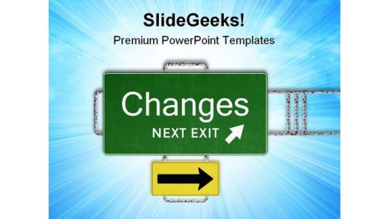 Road Sign Change Symbol PowerPoint Themes And PowerPoint Slides 0711