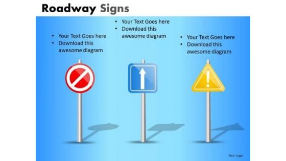 Road Signs With Arrows And Exclamation Marks PowerPoint Slides Ppt