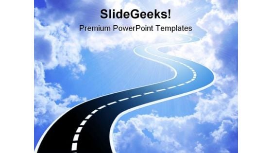 Road To Sky Success PowerPoint Template 0910