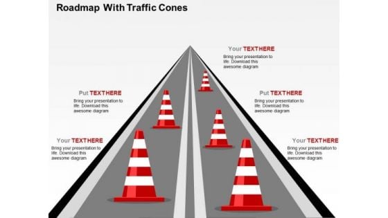 Roadmap With Traffic Cones PowerPoint Template