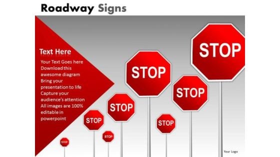 Roadway Red Stop Signs PowerPoint Slides And Editable Ppt Templates Roadway Red Stop Signs PowerPoint Slides And Editable Ppt Templates