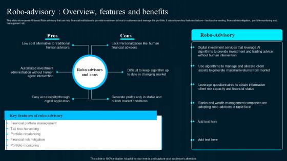 Robo Advisory Overview Features And Benefits Artificial Intelligence Applications Information Pdf