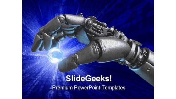 Robot Hand And Earth Globe PowerPoint Templates And PowerPoint Backgrounds 0311