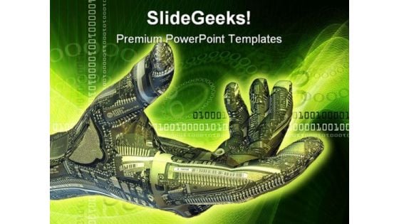 Robot Hand Technology PowerPoint Template 0510