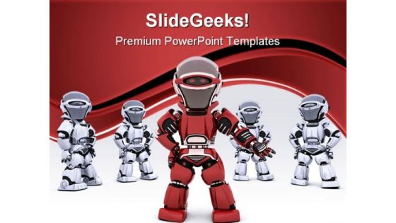 Robot Leading Team Leadership PowerPoint Templates And PowerPoint Backgrounds 0711