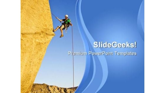 Rock Climber Rappelling Vacations PowerPoint Templates And PowerPoint Backgrounds 0811