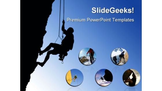 Rock Climber Struggle Sports PowerPoint Templates And PowerPoint Backgrounds 0311