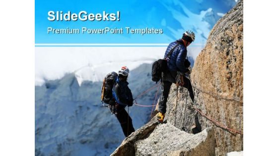 Rock Climbers Sports PowerPoint Themes And PowerPoint Slides 0711